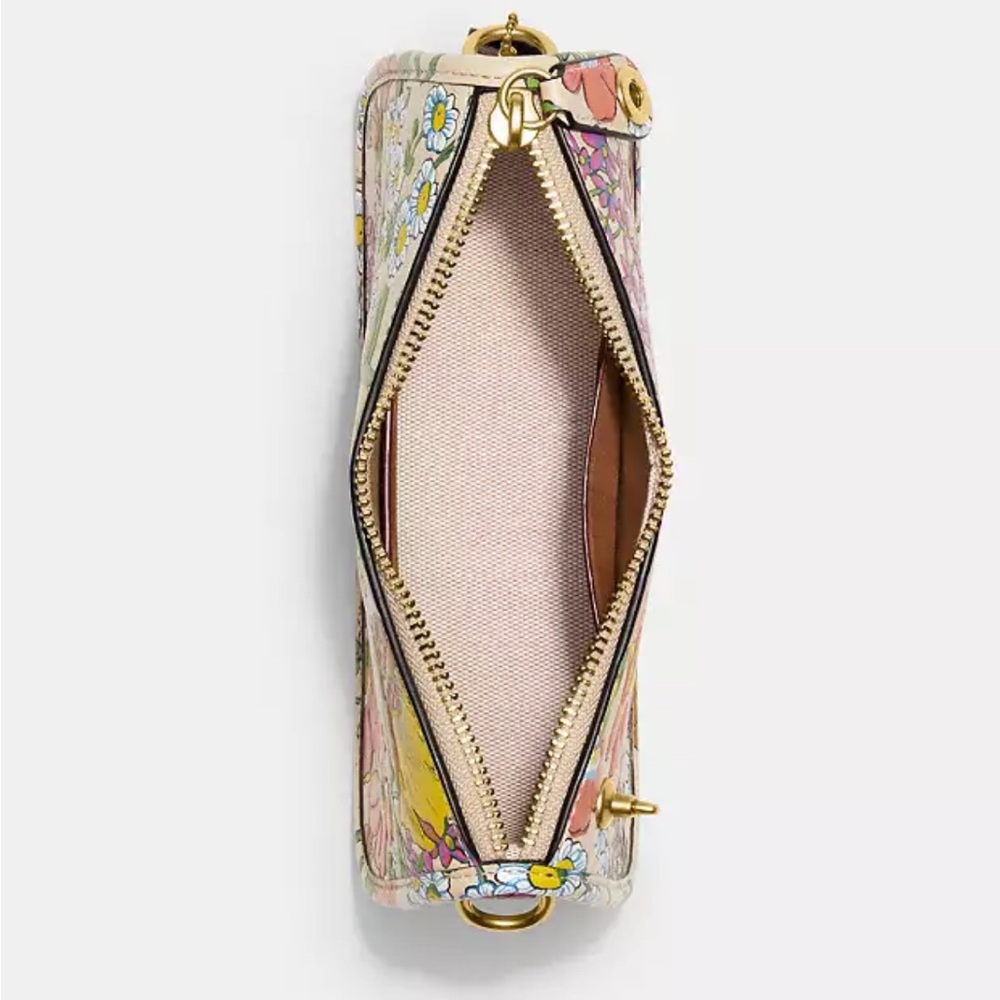 Coach Floral Print Shoulder Bag in Cream, Orange, Green, Pink - Picture 5 of 15